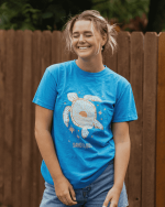 Sunrise Turtle SS Tee – Sapphire Blue - Image 3