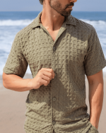 Orb Button Down Waffle Shirt – Black – Mens - Image 8