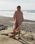 Classic Stripe Hooded Poncho – Misty Rose - Image 8