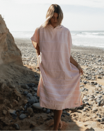 Classic Stripe Hooded Poncho – Calcite Pink - Image 7