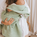 Little Fishies Waffle Blanket – Sage