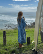 Classic Stripe Hooded Poncho Slate Blue - Image 10