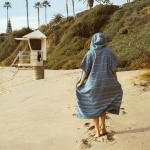 Classic Stripe Hooded Poncho Slate Blue