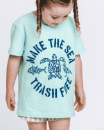 Make The Sea Trash Free Kids Tee – Soft Mint