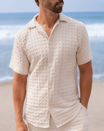 Orb Button Down Waffle Shirt – Black – Mens - Image 9