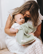 Little Fishies Gauze Burping Cloth Bundle – 3 Pack – Sage / Grey / Navy - Image 4