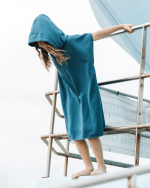 Terra Hooded Poncho Youth – Teal Blue - Image 6