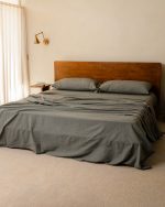 Classic Micro Twill Solid Melange Flat Top Sheet Moss - Image 2