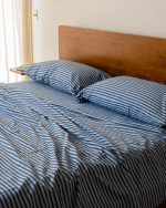 Classic Micro Twill Stripe Melange Flat Top Sheet Indigo - Image 4