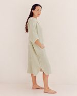 Falta Gauze Hooded Poncho – Sage - Image 2