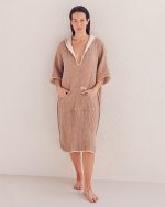 Falta Gauze Hooded Poncho – Black - Image 8