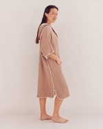 Falta Gauze Hooded Poncho – Warm Taupe - Image 2