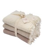 Little Fishies Gauze Receiving Blanket Set – 3 Pack – Seafoam / Peach Fuzz / Natural - Image 20