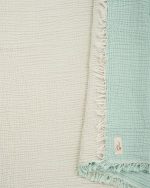 Little Fishies Gauze Receiving Blanket Set – 3 Pack – Seafoam / Peach Fuzz / Natural - Image 10