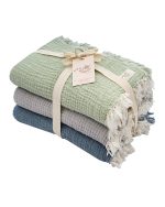 Little Fishies Gauze Receiving Blanket Set – 3 Pack – Seafoam / Peach Fuzz / Natural - Image 21