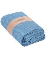 Micro Waffle Shower Curtain – Slate Blue - Image 3