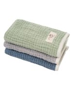 Little Fishies Gauze Burping Cloth Bundle – 3 Pack – Sage / Grey / Navy - Image 11