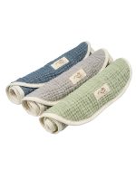 Little Fishies Gauze Burping Cloth Bundle – 3 Pack – Sage / Grey / Navy - Image 17