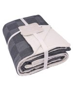Cloud Checker Plush Blanket – Black - Image 2