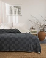 Dreamy Stripe Plush Blanket – Black - Image 9