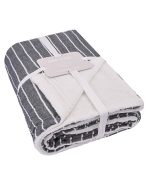 Dreamy Stripe Plush Blanket – Black - Image 2
