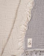 Little Fishies Gauze Receiving Blanket – Grey - Image 6
