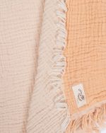 Little Fishies Gauze Receiving Blanket – Peach Fuzz - Image 4