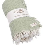 Little Fishies Gauze Receiving Blanket – Sage