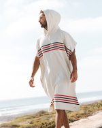 Border Classic Stripe Poncho – Red / Navy - Image 8